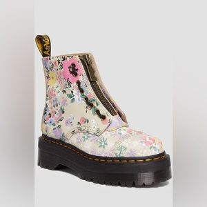 SINCLAIR FLORAL MASH UP LEATHER PLATFORM BOOTS